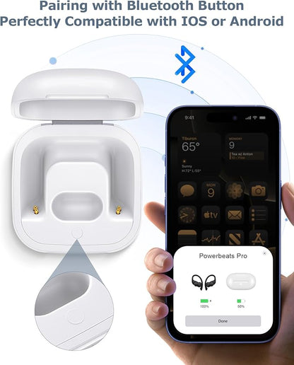 Charging Case Replacement Compatible with Powerbeats Pro - 700mAh Battery Portable Earbuds Charger Case with Bluetooth Pairing (White)