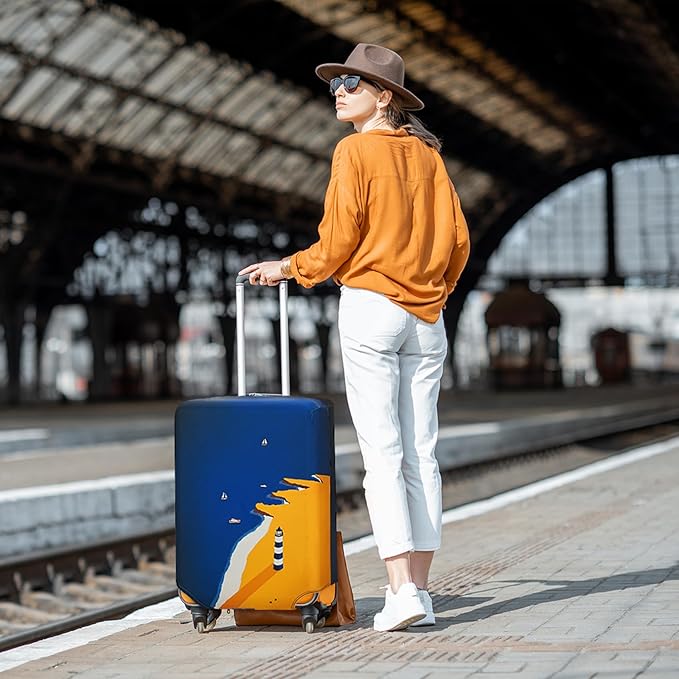 HYPER VENTURE Washable Luggage Cover - Fashion Suitcase Protector Fits 31-32 Inch Luggage (Lighthouse, XL)