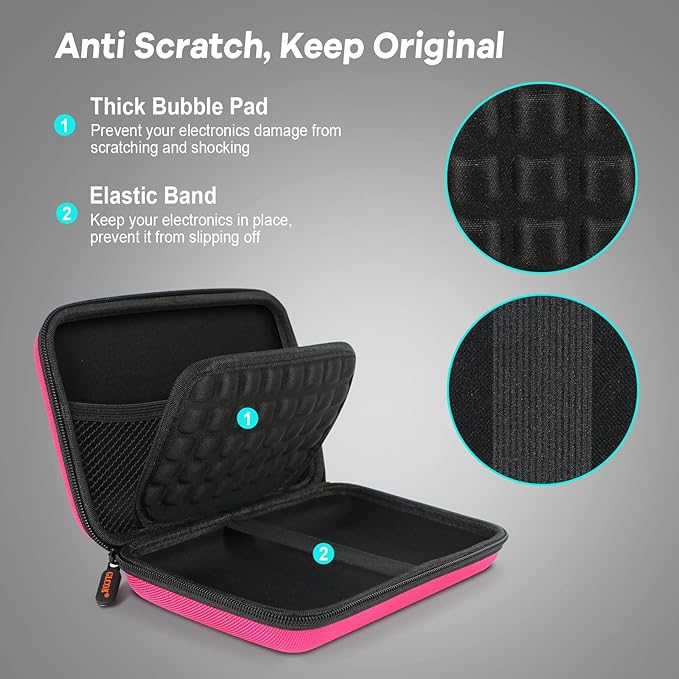 Electronics Tech Organizer Portable Travel Case - Hard Shell Protective Carrying Case for External Hard Drive, Phone Charger, Power Bank, Small Gadgets Storage Pouch Bag