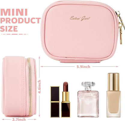 Small Makeup Bag with Led Mirror, Mini Travel Make up Bag 3 Light Modes Adjustable Brightness, for Women Organizer Cosmetic Bag, Portable Travel Train Toiletry Bag, for Pool Parties Work Touch-Ups