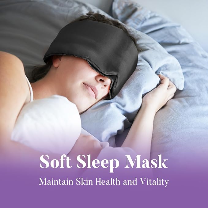 Satin Sleep Mask - Updated Design Light Blocking Eye Mask for Men and Women, Soft and Comfortable Night Sleeping Mask, Eye Cover for Travel/Sleeping (Black)