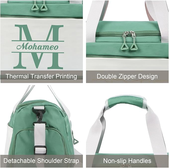 Personalized Travel Duffel Bag with Name - Custom Letter Oxford Cloth Gym Bag with Shoes & Wet Pockets Sport Bag Weekender Overnight Bag for Traveling for Women Men Gift for Christmas Groomsman Brides