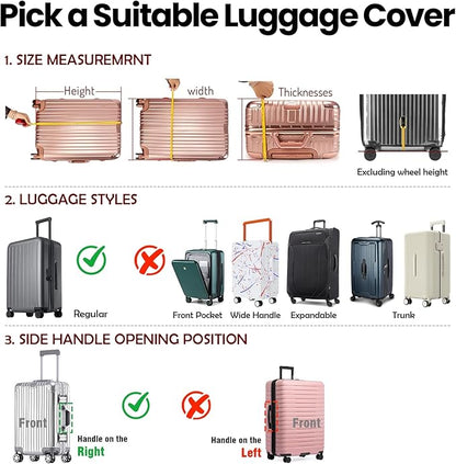 No Disassembly Suitcase Covers for Luggage - Clear Luggage Cover Protector, Black PVC Luggage Protector Suitcase Cover (Clear and Black, 28)