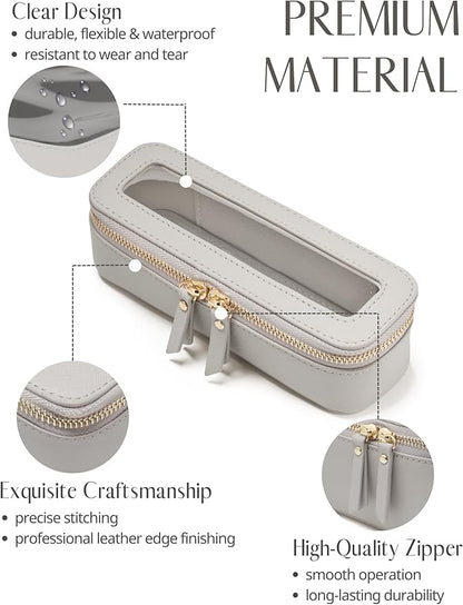 Popvibe Clear Makeup Bag Travel Cosmetic Case Transparent Toiletry Bag with Zipper, Portable Make Up Organizer Traveling Compact Car Bag for Essentials