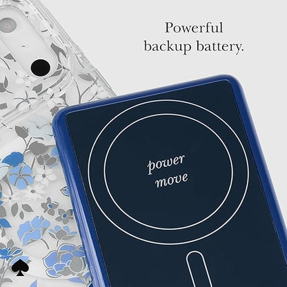 kate spade new york MagSafe Portable Charger Power Bank 5000mAh - iPhone Charger for Fast Charging - Magnetic Wireless Battery Pack with USB-C Port - Flowerbed Blue