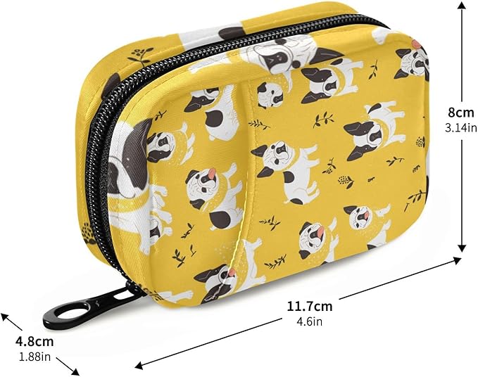 Pill Organizer Box Case Weekly Travel Pill Container Holder 7Day Cute Vitamin Organizer Dispenser Sorter Planner Storage Small Compact French Bulldog Banana Happy Yellow12