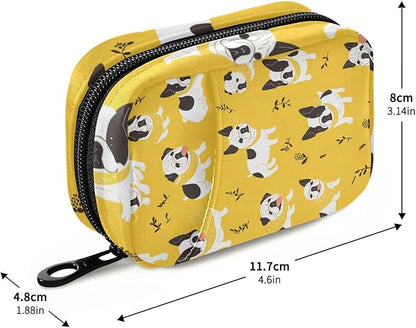 Pill Organizer Box Case Weekly Travel Pill Container Holder 7Day Cute Vitamin Organizer Dispenser Sorter Planner Storage Small Compact French Bulldog Banana Happy Yellow12