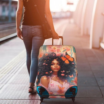 Suitcase Protector Cover - TSA Approved Luggage Cover - Washable, Anti-scratch - X-Large - African American Woman