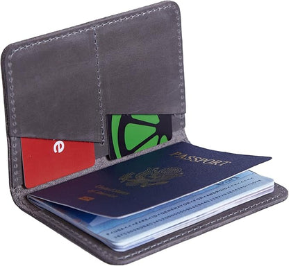 INCARNE US Leather Passport Holder for Travel - Passport Case - Passport Wallet for Men - Passport Cover for Women Sleeve Protector - Travel Essentials Vacation Luggage Travel Gifts - Vintage Gray
