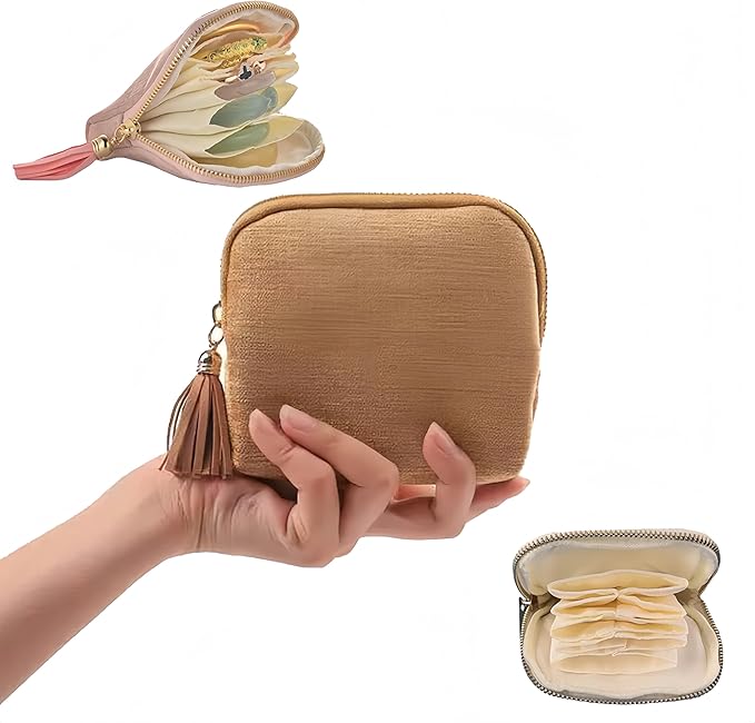 Travel Jewelry Case, New Crystal Jewelry Storage Pouch Portable Foldable Box Mini Jewelry Travel Bag, Velvet Jewelry Organizer Pouch for Women (Yellow 1Pcs)