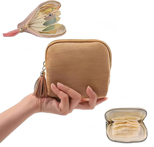 Travel Jewelry Case, New Crystal Jewelry Storage Pouch Portable Foldable Box Mini Jewelry Travel Bag, Velvet Jewelry Organizer Pouch for Women (Yellow 1Pcs)