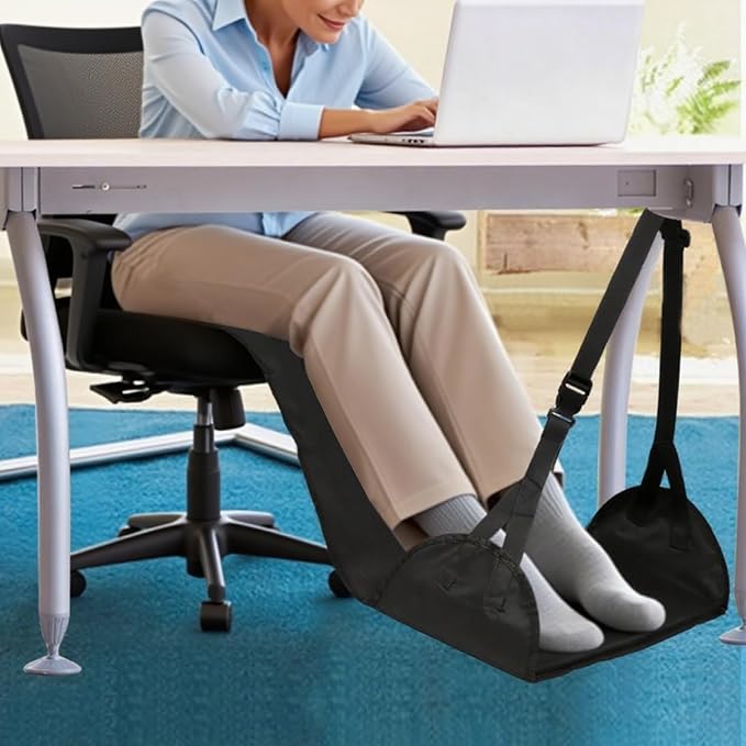 2 Pcs Length Adjustable Airplane Foot Hammock Foot Rest Sling for Travel Airplane Flights