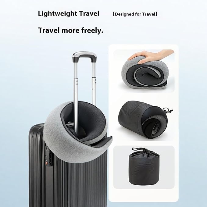 Travel Neck Pillow for Airplanes,Memory Foam Ergonomic Pillow Vacation Essentials with Eye Mask & Ear Plugs,Stowable Pillows for Sleeping, Car, Home,Office