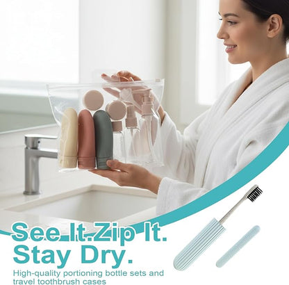 11 Set Packing Cubes for Travel,Gifts for Women Mom,Anti-Tearing Suitcase Organizer for Luggage with Shoe & Hanging Toiletry Bag, Toiletries Travel Bottles, 3 Portable Toothbrush Cases