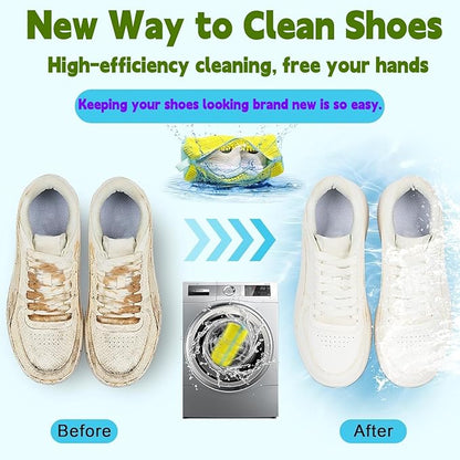 Shoe Washing Machine Bag 2 Pcs XL, Shoe Laundry Bag for Washer with Self-Locking Zipper, 360°Deep Clean Effectively Protects Shoes Suitable for Sneaker, Tennis and Other Types of Shoes (Yellow)