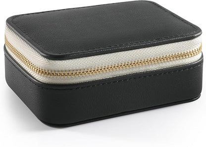 Genuine Leather Travel Pill Organizer Box Case 1 Times a Day for Purse for Women, Cute Medicine Pill Holder Containers for Vitamin Small Weekly Daily 7 Day Am Pm Pill Organizer(Black)