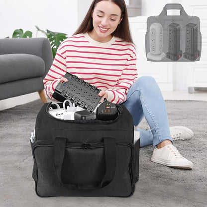 Cable Organizer Bag,Cable Management Box Cord Organizer Case,Electronics Cord Storage Bag with Adjustable Divider Large Cable Storage Bag Carrying Case for Cable, Cord,Power Strip