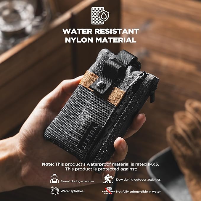 VULKIT Small RFID Wallet for Women & Men – Minimalist Zipper Wallet with ID Window, Keychain & Carabiner, Holds 15 Cards, Water Resistant Travel Lanyard Wallet Grey