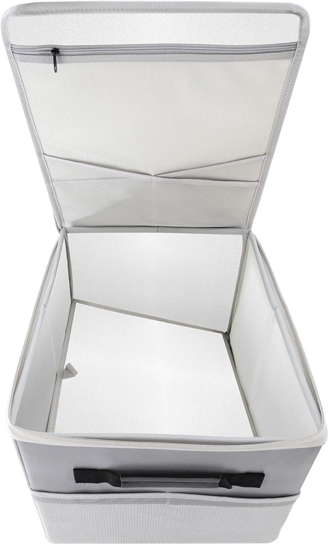 Upgraded 5200°F Fireproof Document File Organizer Box, Fireproof Storage Filing Cabinet Box with Lock, Portable Office Safe for Hanging Letter/Legal Folder 16.1 x 12.9 x 11in (Grey)