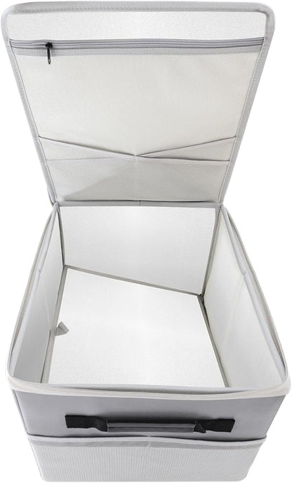 Upgraded 5200°F Fireproof Document File Organizer Box, Fireproof Storage Filing Cabinet Box with Lock, Portable Office Safe for Hanging Letter/Legal Folder 16.1 x 12.9 x 11in (Grey)