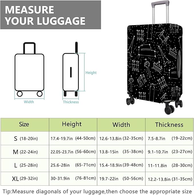Travel Luggage Cover Suitcase Protector Fits 18-32 Inch Wheel Covers PatternedTravel Related Items Flower Luggage Protector Elastic S
