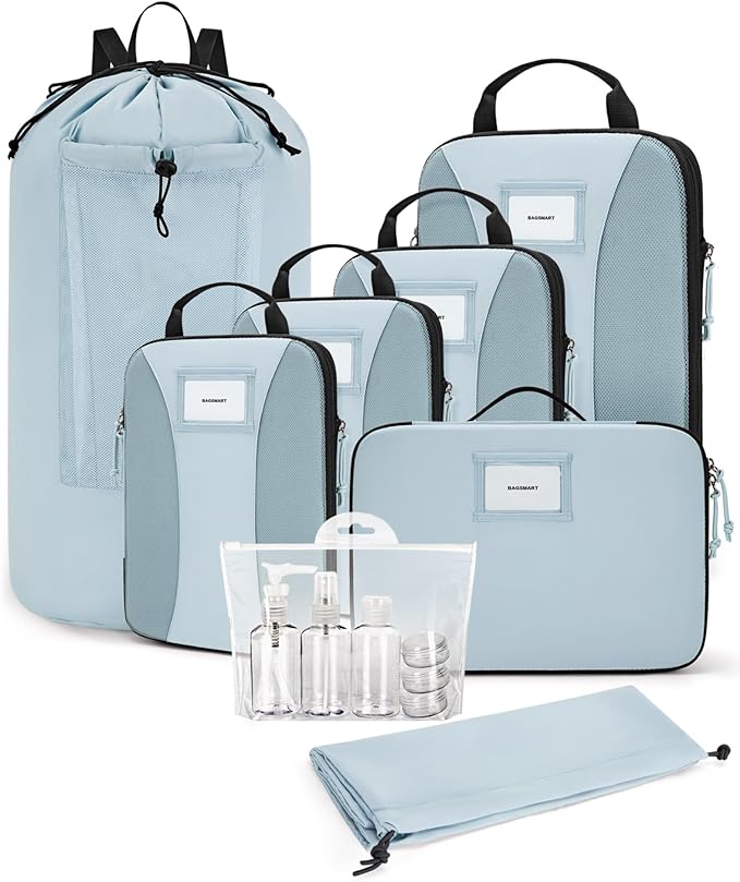 BAGSMART Compression Packing Cubes, 6 PCS Packing Cubes for Suitcases, Travel Bags Organizer for Luggage, Lightweight Packing Cube for Travel Essentials