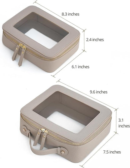 Popvibe Clear Makeup Bag Travel Cosmetic Case Transparent Toiletry Bag with Zipper, Portable Make Up Organizer Traveling Compact Car Bag for Essentials