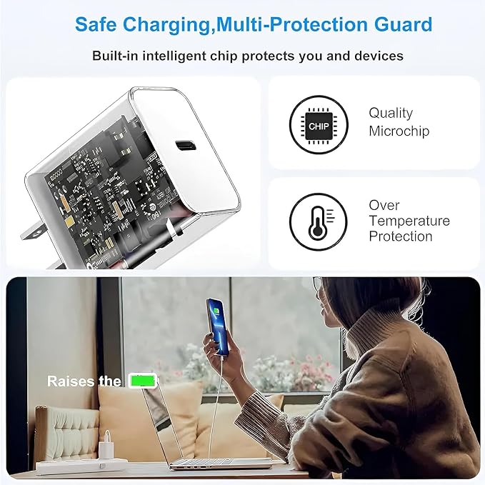 10FT Fast Charger iPhone,2Pack,Apple MFi Certified,USB C Phone Fast Charger Apple Charging Travel Plug Charger Block 10Foot Apple Cord Lightning Cable for iPhone 14/13/12/11 Pro Max/XR/XS/SE2022/iPad