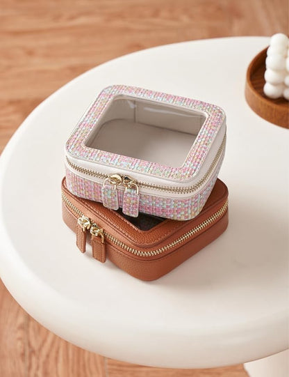 Popvibe Clear Makeup Bag Travel Cosmetic Case Transparent Toiletry Bag with Zipper, Portable Make Up Organizer Traveling Compact Car Bag for Essentials