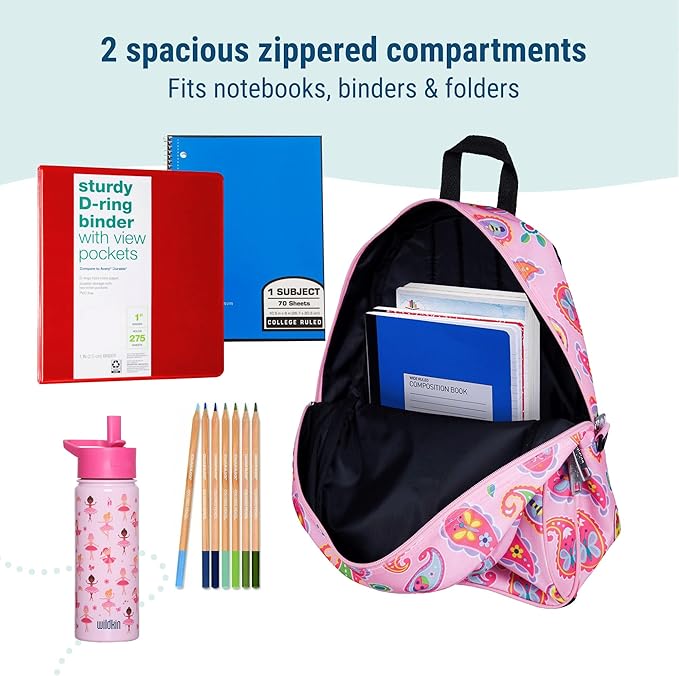 Wildkin 15-inch Kids Backpack for Boys & Girls, Backpack Feature Padded Back & Adjustable Strap for School & Travel Backpacks (Paisley)