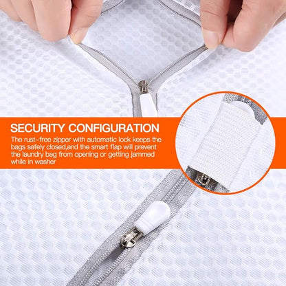 Kimmama Laundry Mesh Wash Bags, Lingerie Bags for Washing Delicates, Mesh Laundry Bags for Washing Machine, White Net, Grey Zipper, 2XL, 2L & 1M