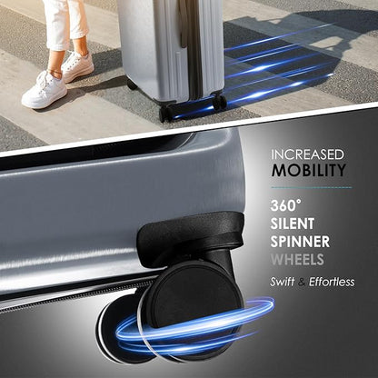 20 Inch Carry On Luggage 22x14x9 Airline Approved, Carry On Suitcase with Wheels, Hard-shell Carry-on Luggage, Durable Luggage Carry-On, Grey Small Suitcase with Cosmetic Case