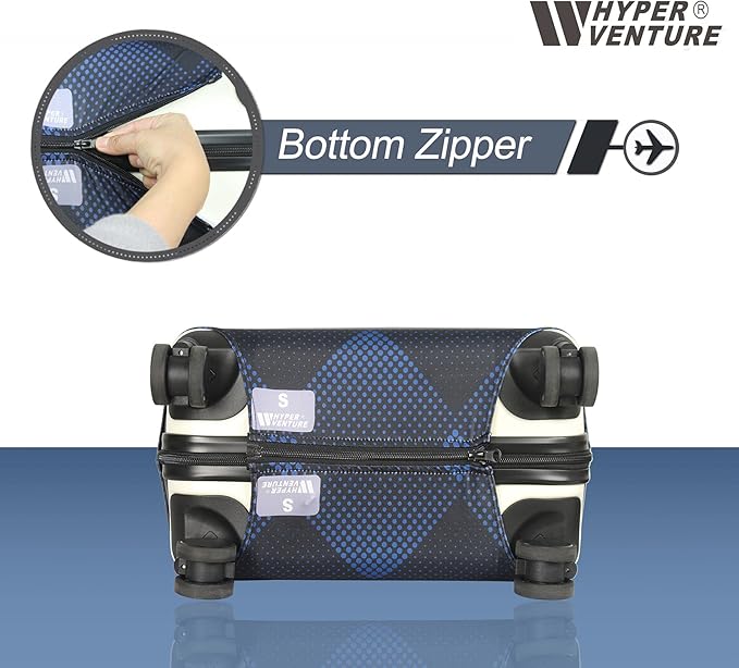 HYPER VENTURE Washable Luggage Cover - Fashion Suitcase Protector Fits 31-32 Inch Luggage (Blue Cube, XL)