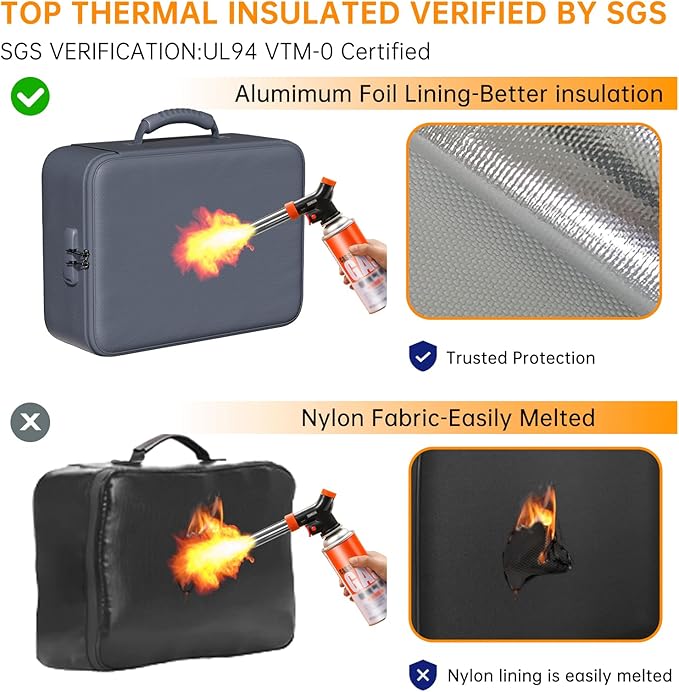 DocSafe 5200°F Document Organizer with Lock,Upgraded Heat Insulated Fireproof＆Waterproof Box 8 Layers File Organizer,Portable Home Travel Safe Storage for Important Documents, Files,Gray (Soft)