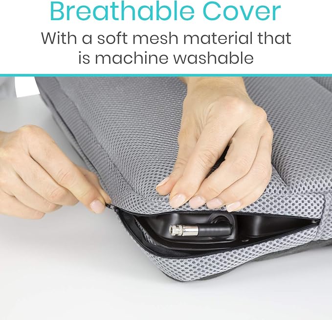 Vive Inflatable Wheelchair Air Seat Cushion - Adjustable Air Pressure Relief Travel Seat, Portable - Waffle Style Pressure Relief Bed Sore Ulcer Treatment Wheel Chair Pain Cushion for Mobility Aids