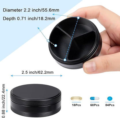 Pill Box 3 Compartment - Metal Travel Pill Case for Pocket or Purse, Portable Waterproof Medicine Pill Organizer Holder Daily Pill Container for Medication, Vitamin, Fish Oil