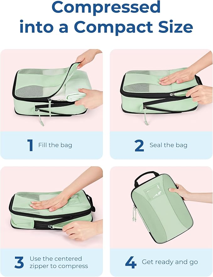 BAGSMART Compression Packing Cubes, 6 PCS Packing Cubes for Suitcases, Travel Bags Organizer for Luggage, Lightweight Packing Cube for Travel Essentials