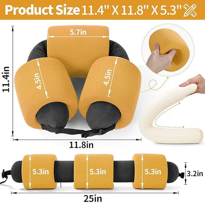 3-Ring Memory Foam Travel Neck Pillow It has obtained a Patent. The Three Rings can be movably Adjusted to Provide Flexible Support for The Neck, Head, and Other Areas.Yellow