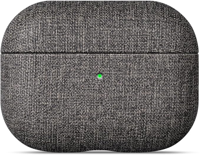 LOPIE for AirPods Pro 2nd Generation Case (Not for 3rd Gen) - Canvas Style Vegan Leather - Protective Hard Shell Cover for Men/Women - Handmade for AirPods Pro 2 Case Cover - Gray