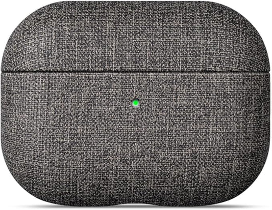 LOPIE for AirPods Pro 2nd Generation Case (Not for 3rd Gen) - Canvas Style Vegan Leather - Protective Hard Shell Cover for Men/Women - Handmade for AirPods Pro 2 Case Cover - Gray