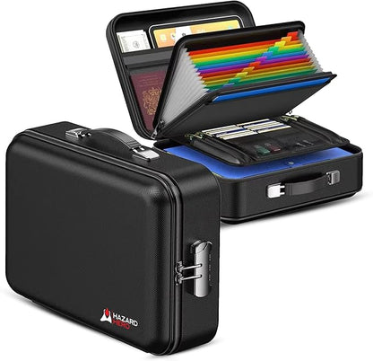 Fireproof Document Bag, 12 Multi Layer Important Document Organizer, Fireproof Bag Safe Storage Portable File Organizer with Lock, Waterproof Safe Organizer for Legal Files, Laptop, and More