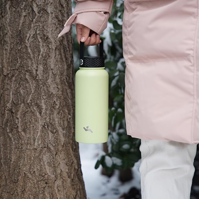 40oz Insulated Water Bottle Stainless Steel Sport Bottles with 3 Lids,Bamboo Grove