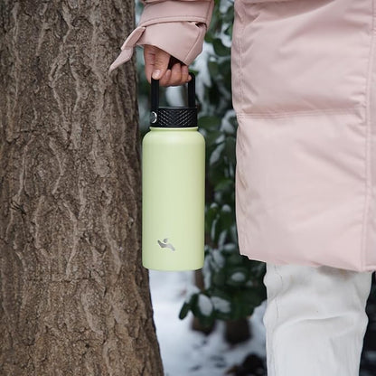 40oz Insulated Water Bottle Stainless Steel Sport Bottles with 3 Lids,Bamboo Grove