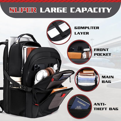 Extra Large Backpack, Travel Backpack, 17.3 Laptop In for Men, Extra Sturdy TSA Friendly with USB Port College School Rucksack Bag Gifts for Him Men Women, Grey