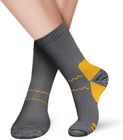 CHARMKING 6 Pairs Crew Compression Socks for Women & Men Circulation 15-20 mmHg is Best for All Day Wear Running Nurse