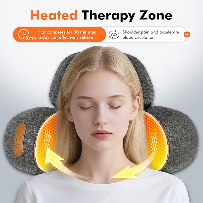 Neck Pillow - 3-in-1 Wireless Neck Pillow (Battery Included), Travel Neck Massage Pillow for Shoulder and Deep Tissue Pain Relief, for Women Neck Posture Corrector