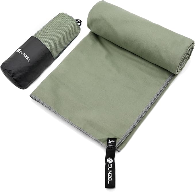 Eunzel Quick Dry Camping Towel, Microfiber Travel Towel Super Absorbent Fast Drying Towel for Camping, Beach, Gym, Backpacking, Yoga & Swimming(40" x 72", Army Green)