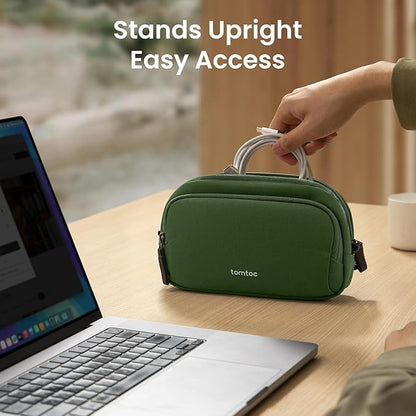 tomtoc Electronic Organizer Travel Case, Water Resistant Dual Compartment Tech Pouch Cable Organization Storage Bag for Charger, Cord, Phone, Hard Drive, Power Bank, Accessories Travel Essentials