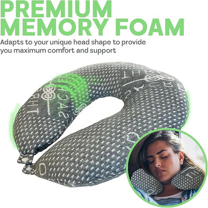 Sacred Thread Rayon Derived from Bamboo Travel Neck Pillow for Airplanes, Memory Foam for Airplane, Ergonomic Design Neck Rest, Travel Pillow for Sleeping