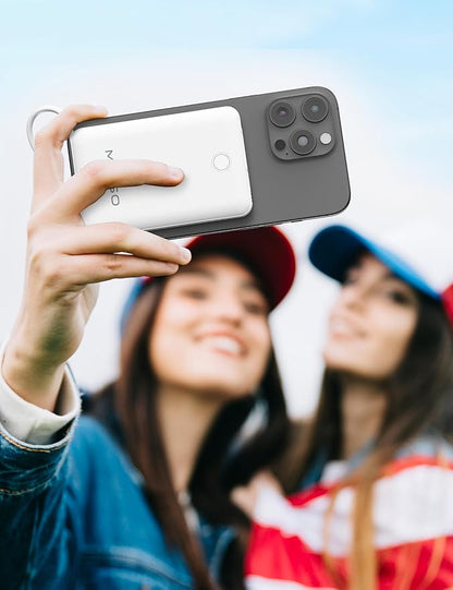 miisso 10000mAh Compatible with iPhone 15/16/17 and Android, Slim Portable Charger with Built in Cable, Power Bank Travel Charger External Battery Pack for Phone, 3 Output USB Type C Cord, White